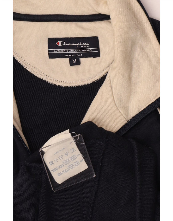 Champion Womens Tracksuit Top Jacket UK 14 Médio Azul Marinho Algodão