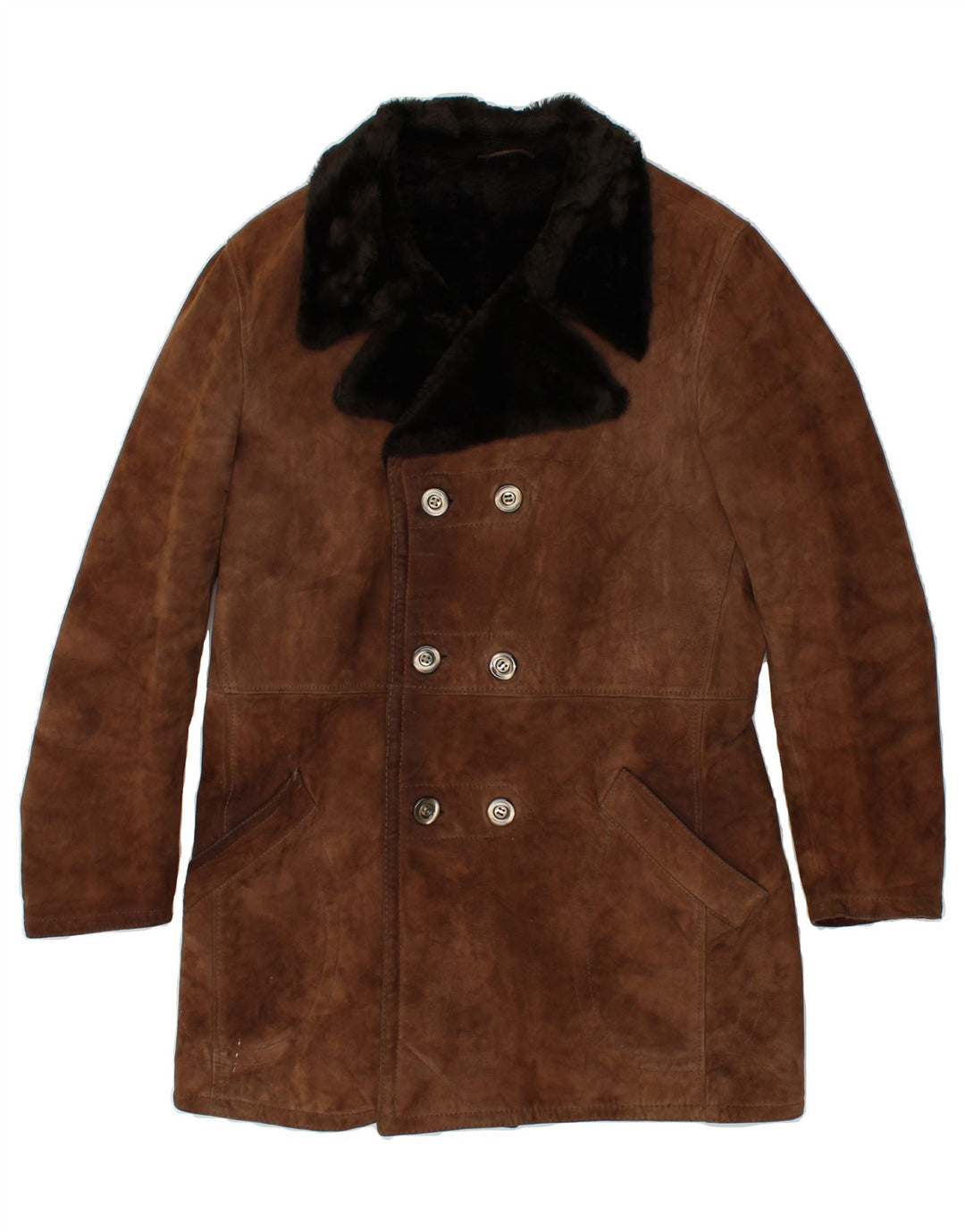 Casaco de shearling feminino VINTAGE IT 52 2XL marrom