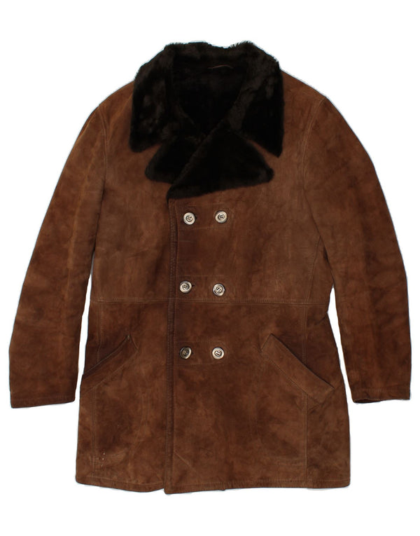 Casaco de shearling feminino VINTAGE IT 52 2XL marrom