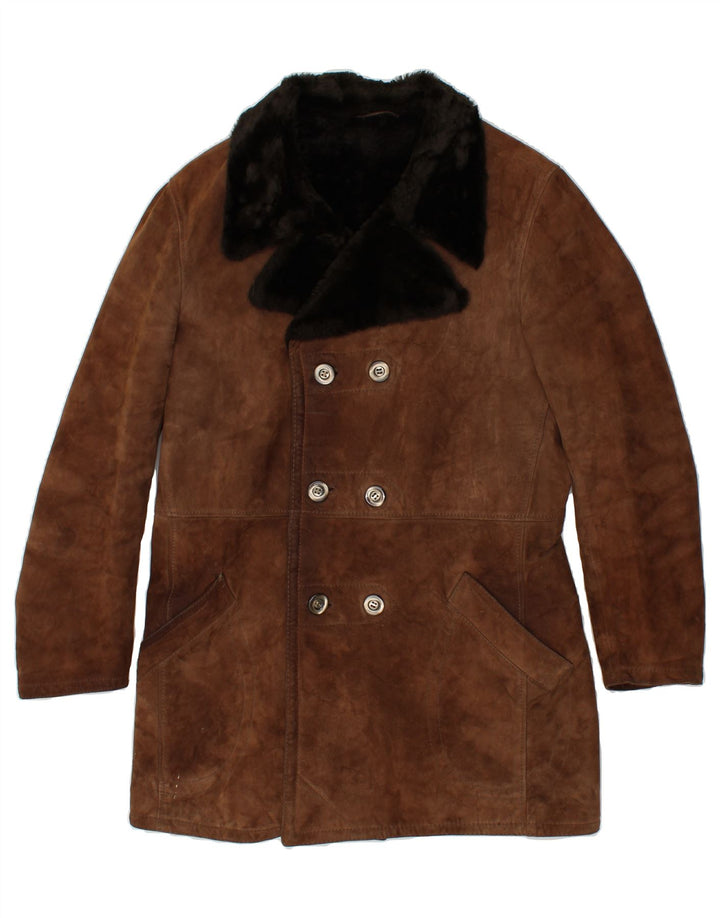 Casaco de shearling feminino VINTAGE IT 52 2XL marrom
