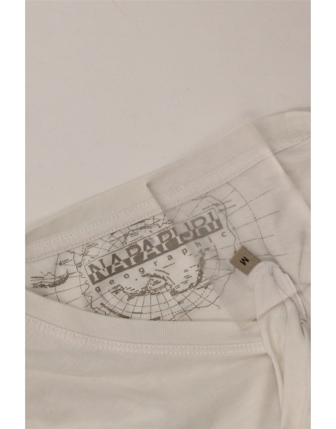 Camiseta feminina com estampa geográfica NAPAPIJRI UK 14 médio branco