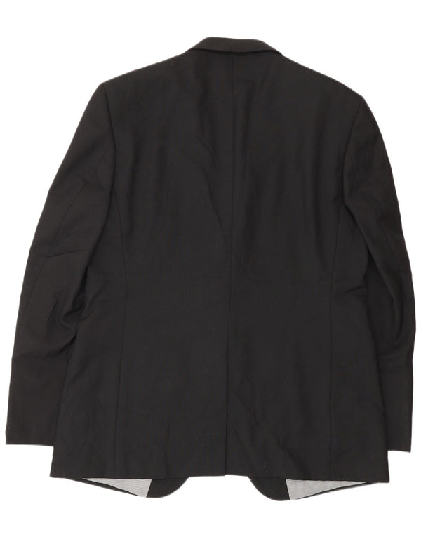 Jaqueta blazer masculina de 2 botões Marks & Spencer Reino Unido 42 grande poliéster preto