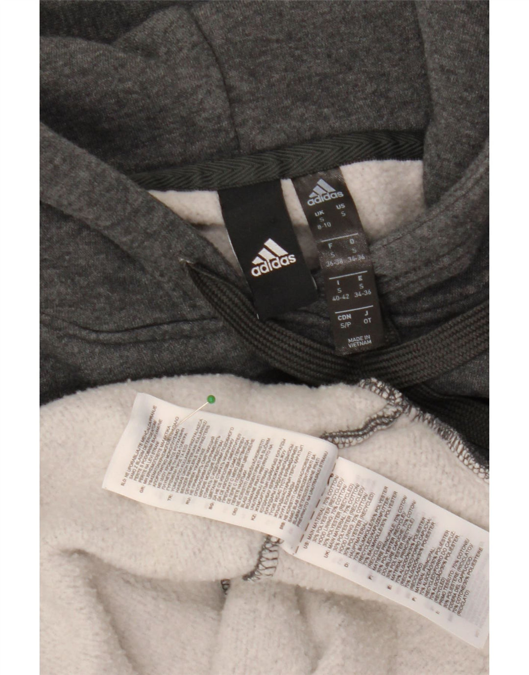 ADIDAS Womens Graphic Hoodie Jumper UK 8/10 Pequeno Cinza Algodão