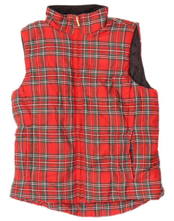 Chaps Womens Gilet acolchoado UK 14 poliéster xadrez vermelho médio