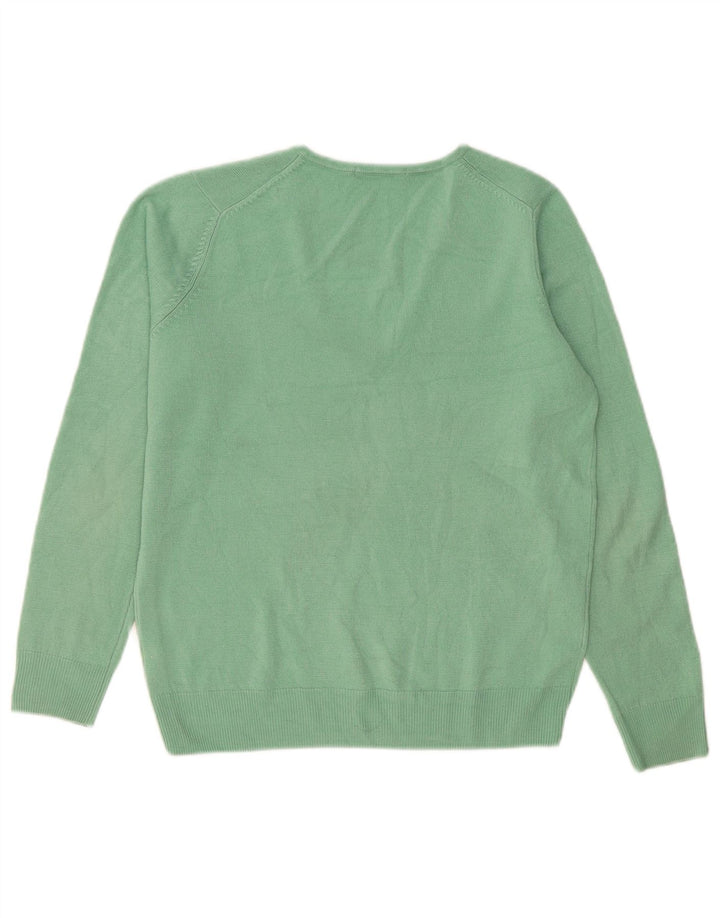 Suéter feminino Marks & Spencer com decote em V Reino Unido 12 acrílico verde médio