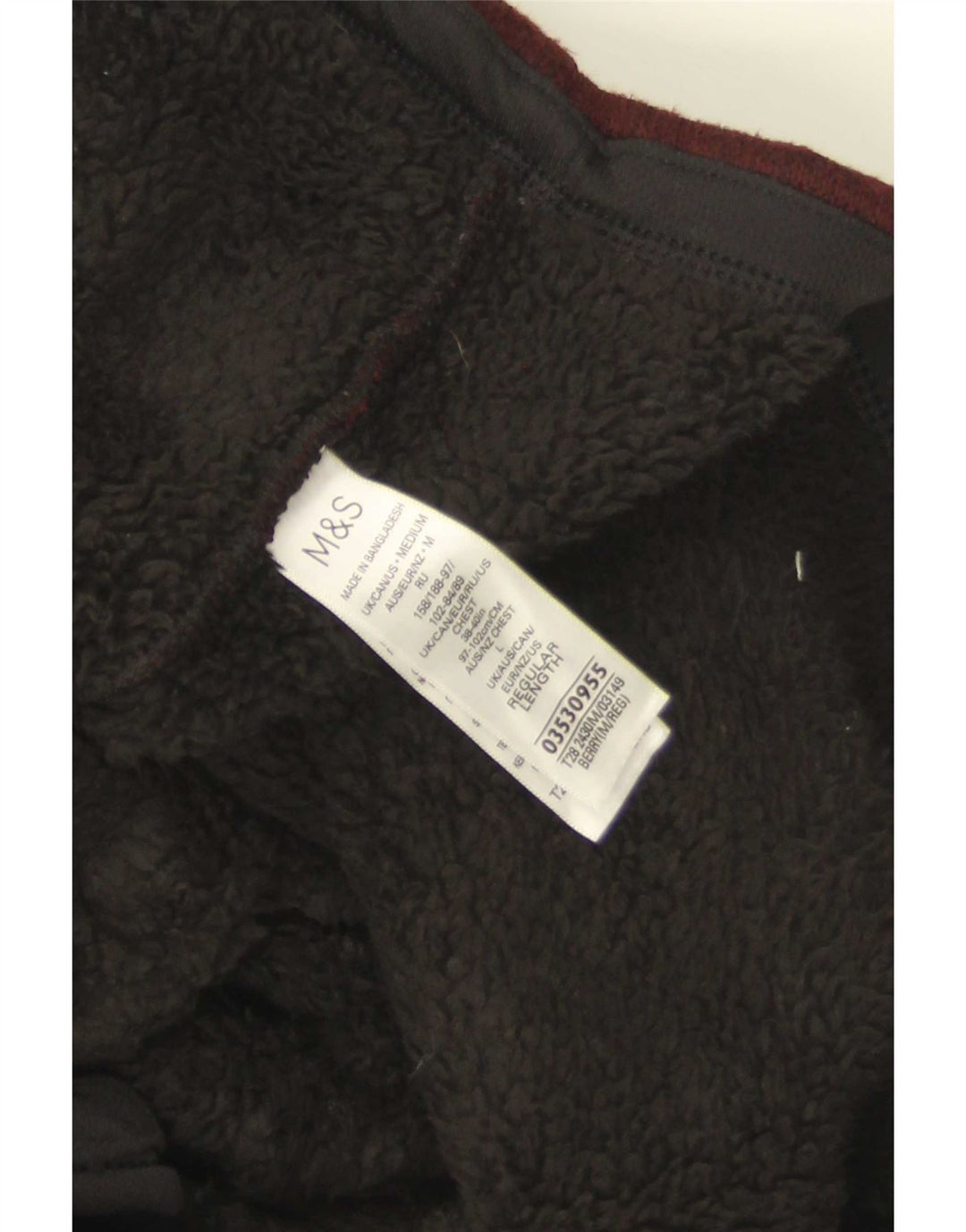 Jaqueta masculina de treino Sherpa Marks & Spencer médio poliéster Borgonha