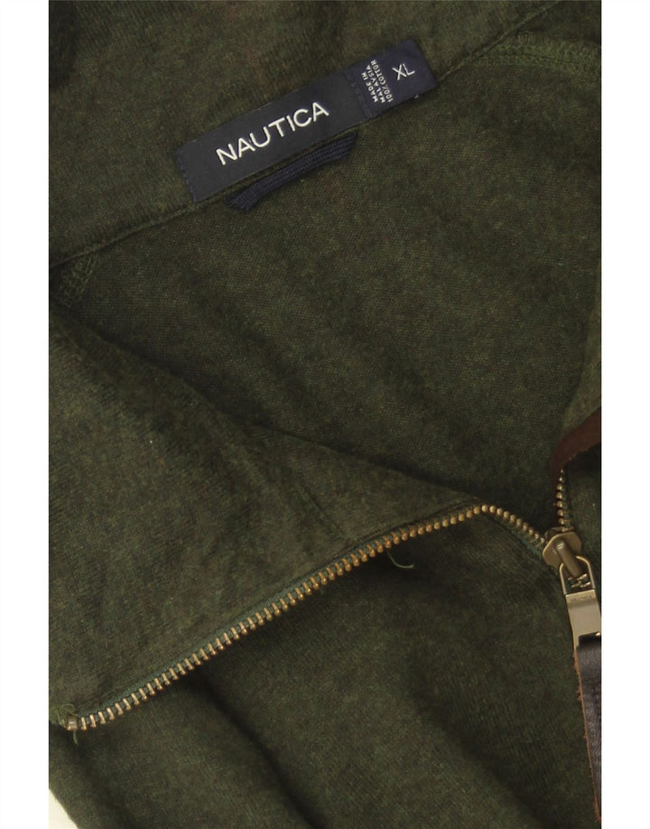 NAUTICA Mens Zip Neck Jumper Sweater XL Khaki Cotton Vintage Nautica and Second-Hand Nautica from Messina Hembry 