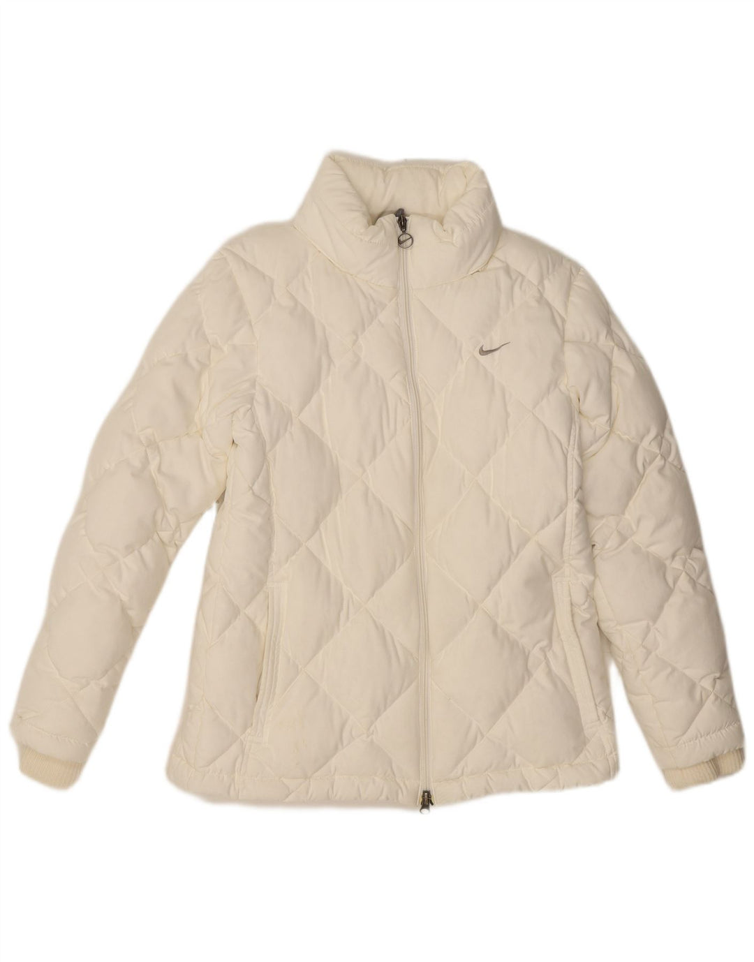 Jaqueta acolchoada com capuz feminina NIKE UK 10/12 poliéster branco médio