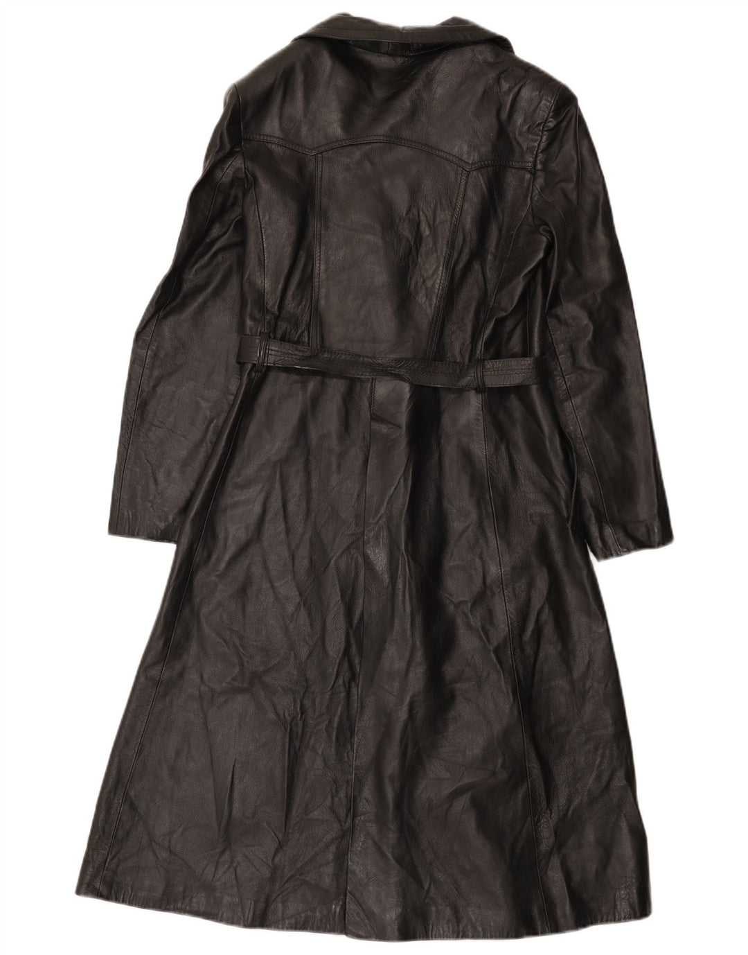 Casaco feminino vintage de couro com peito duplo IT 46 grande preto