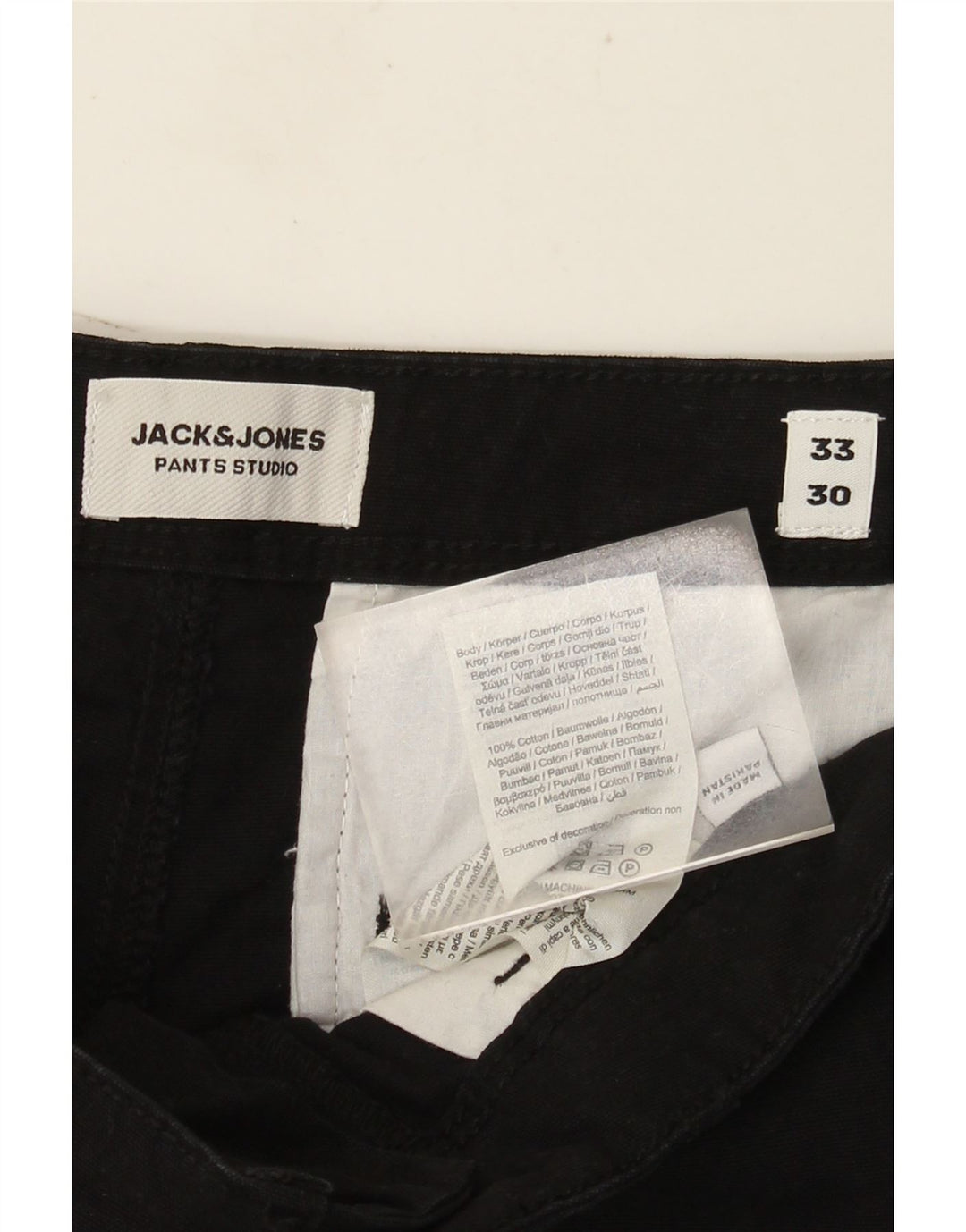 Calça cargo reta masculina Jack & Jones W33 L30 algodão preto