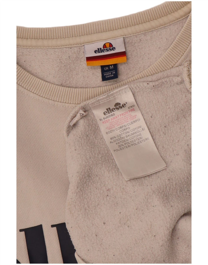Ellesse moletom gráfico feminino jumper UK 14 médio algodão branco
