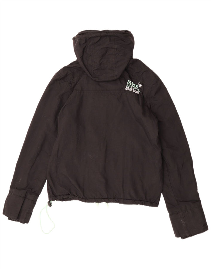 Jaqueta corta-vento feminina Superdry com capuz e blusão UK 14 médio preto