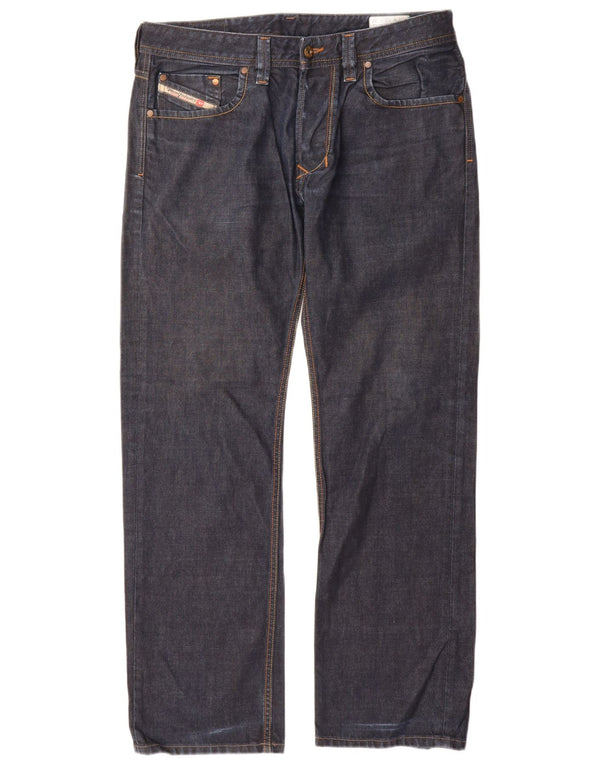 Diesel Mens Larkee Regular Straight Jeans W32 L30 Azul Marinho Algodão