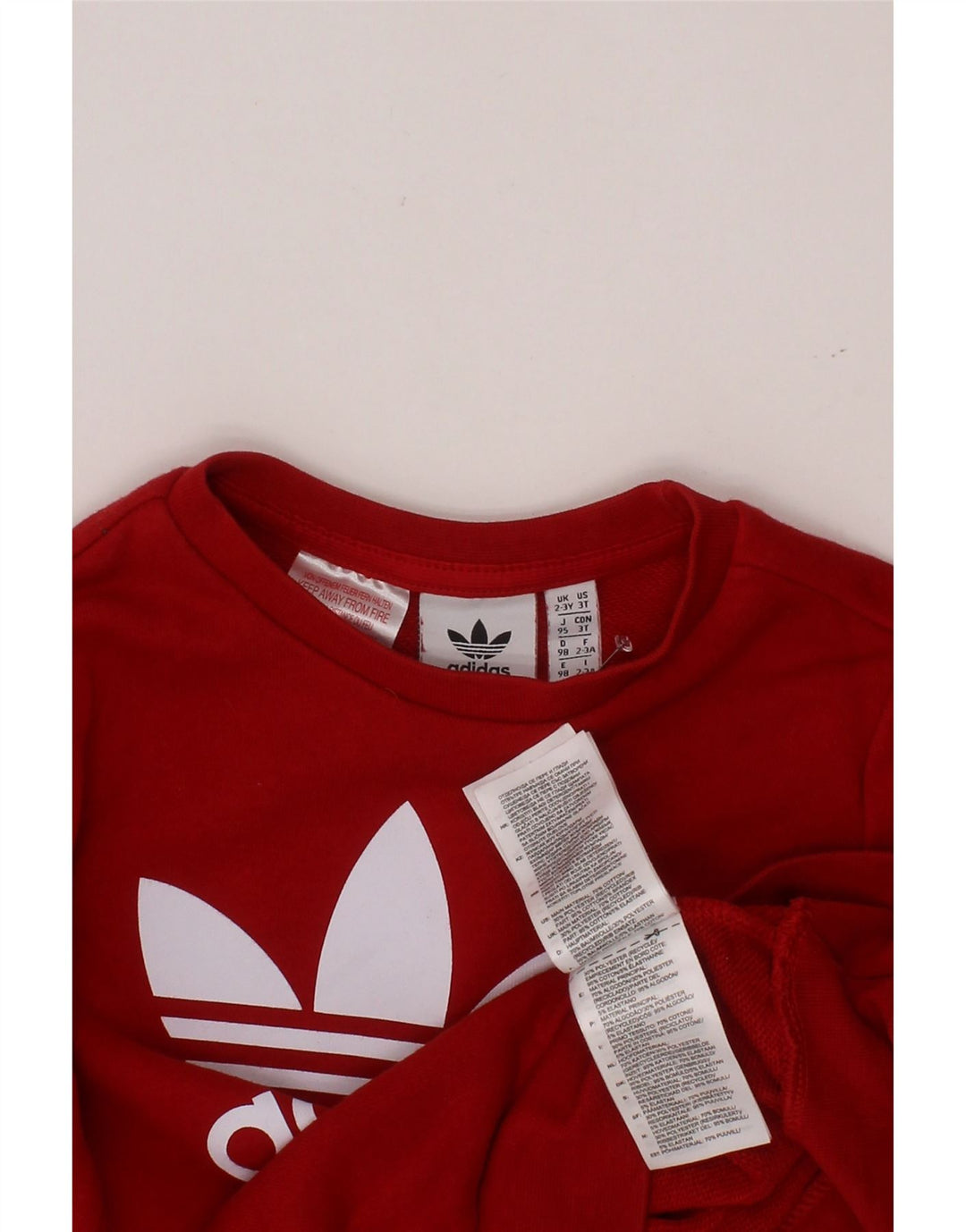 ADIDAS Meninas Graphic Sweatshirt Jumper 2-3 Anos Vermelho Algodão