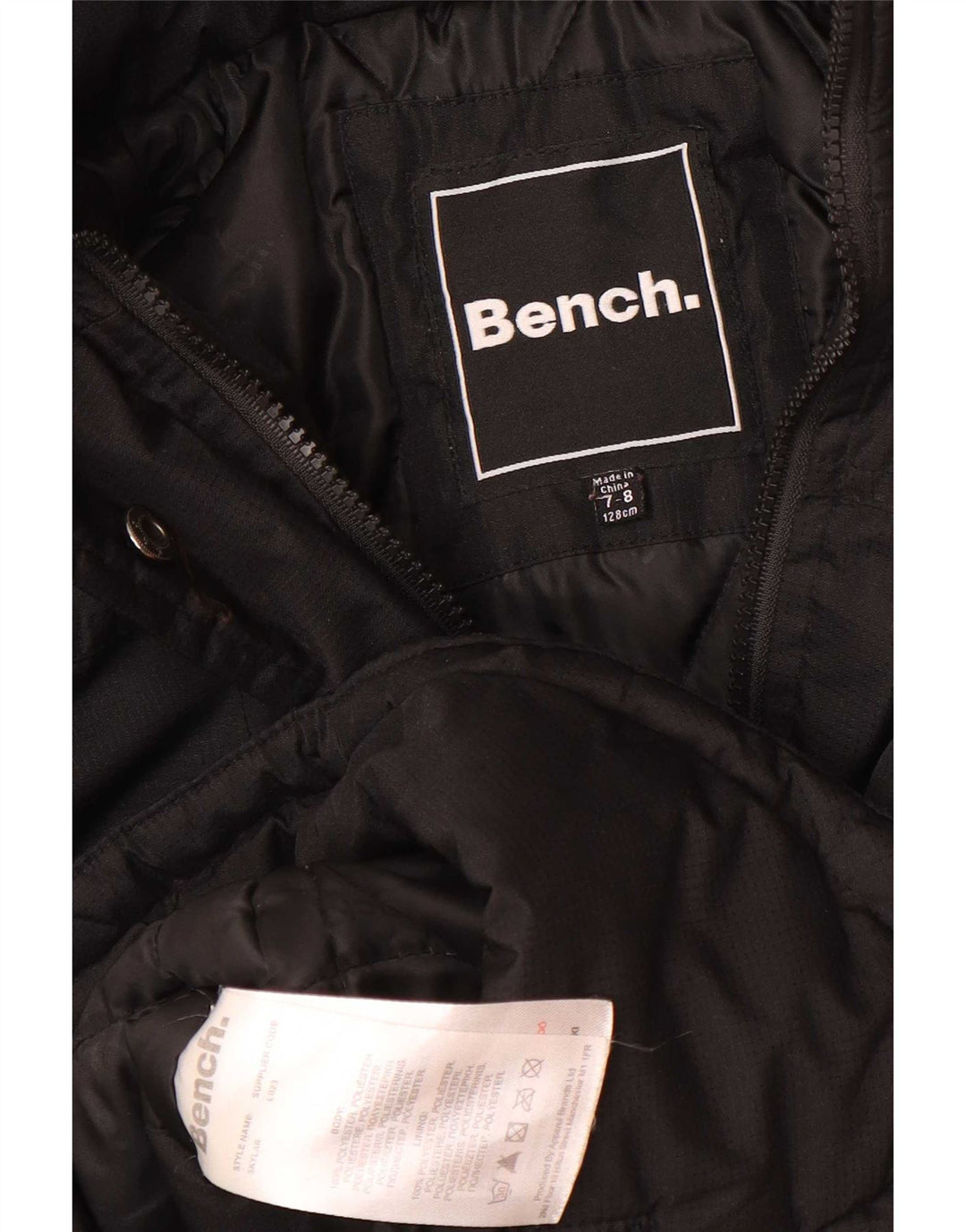 Jaqueta Parka com capuz para meninas Bench 7-8 anos poliéster preto