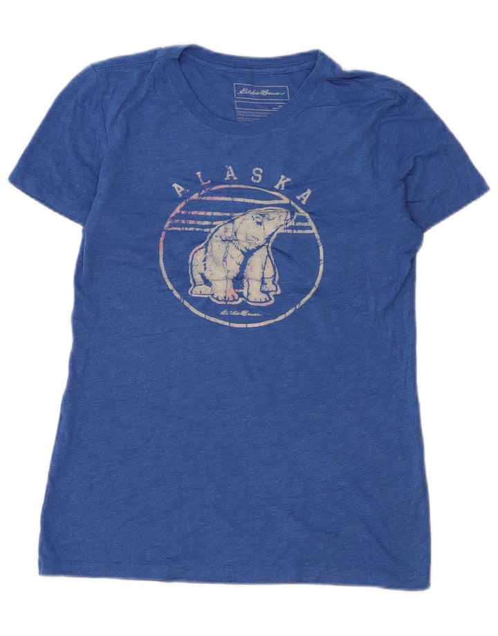 Camiseta feminina Eddie Bauer com estampa do Alasca, Reino Unido 10, pequena, azul, poliéster