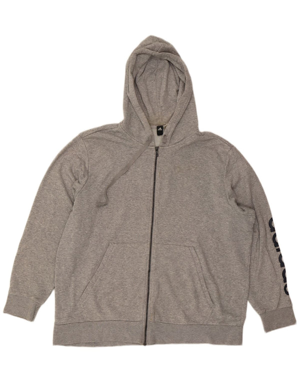 Suéter Adidas masculino com capuz e zíper gráfico 2XL cinza manchado