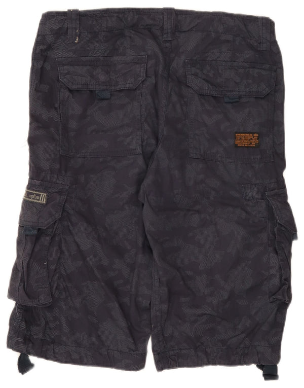 Shorts cargo masculino Alpha Industries W31 algodão camuflado azul marinho médio