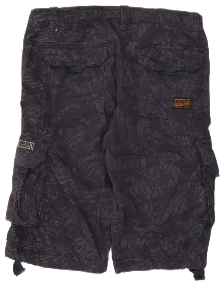 Shorts cargo masculino Alpha Industries W31 algodão camuflado azul marinho médio