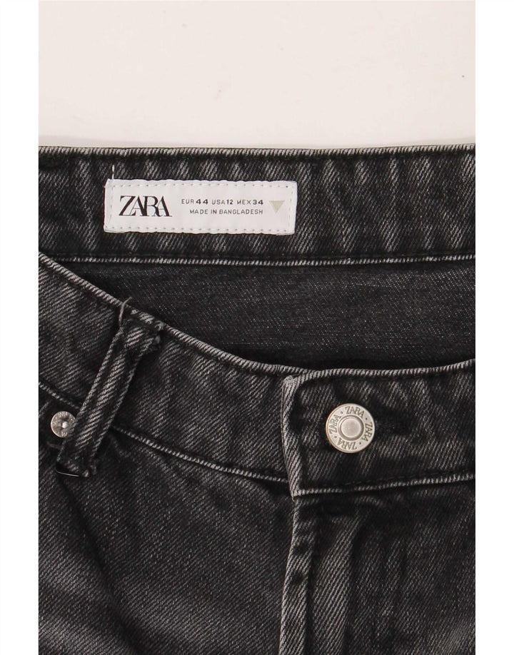 Calça feminina jeans desgastada Zara EU 44 XL W34 algodão cinza