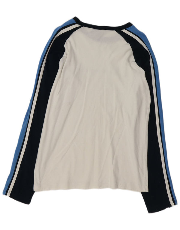 CHAMPION Top gráfico feminino manga comprida UK 18 XL branco colorblock