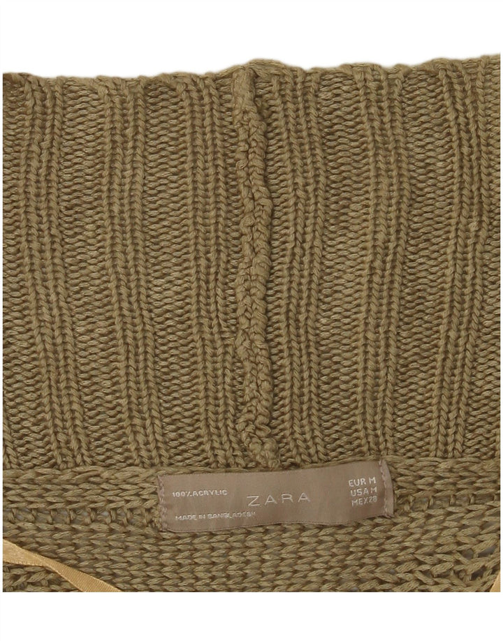 Suéter feminino Zara Batwing Poncho Cardigan Reino Unido 14 Médio Caqui