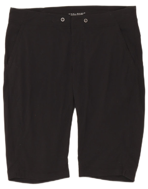Shorts esportivos regulares femininos Columbia Omni-Shade EUA 8 médio W30 preto nylon