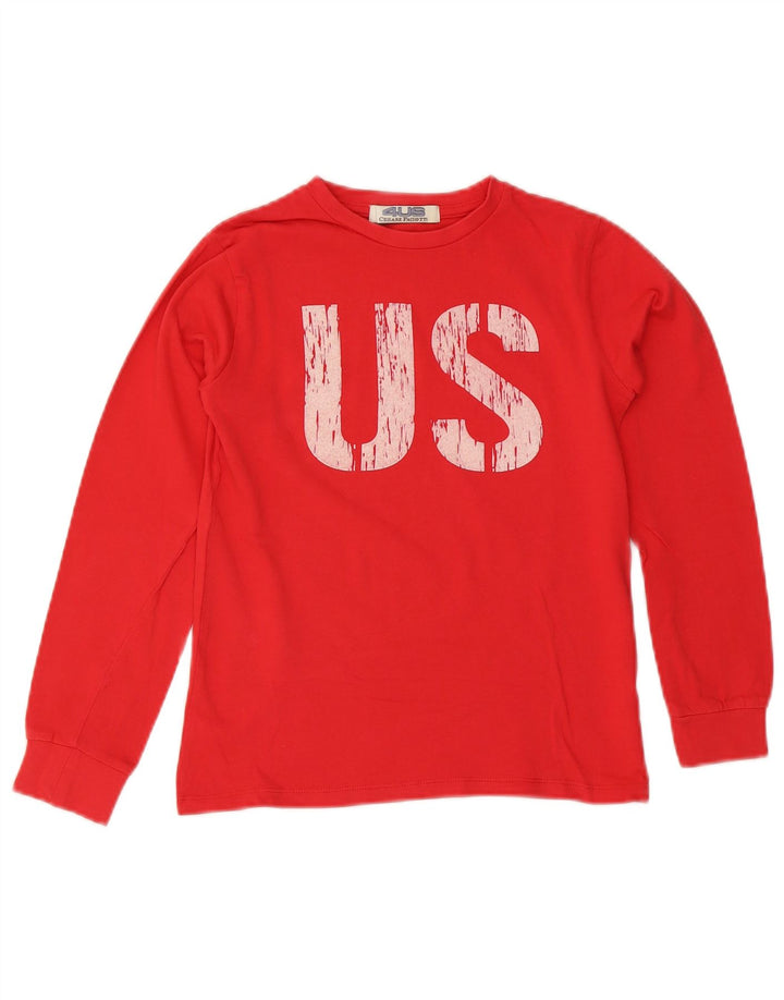 Cesare Paciotti Top gráfico feminino manga comprida UK 6 XS vermelho