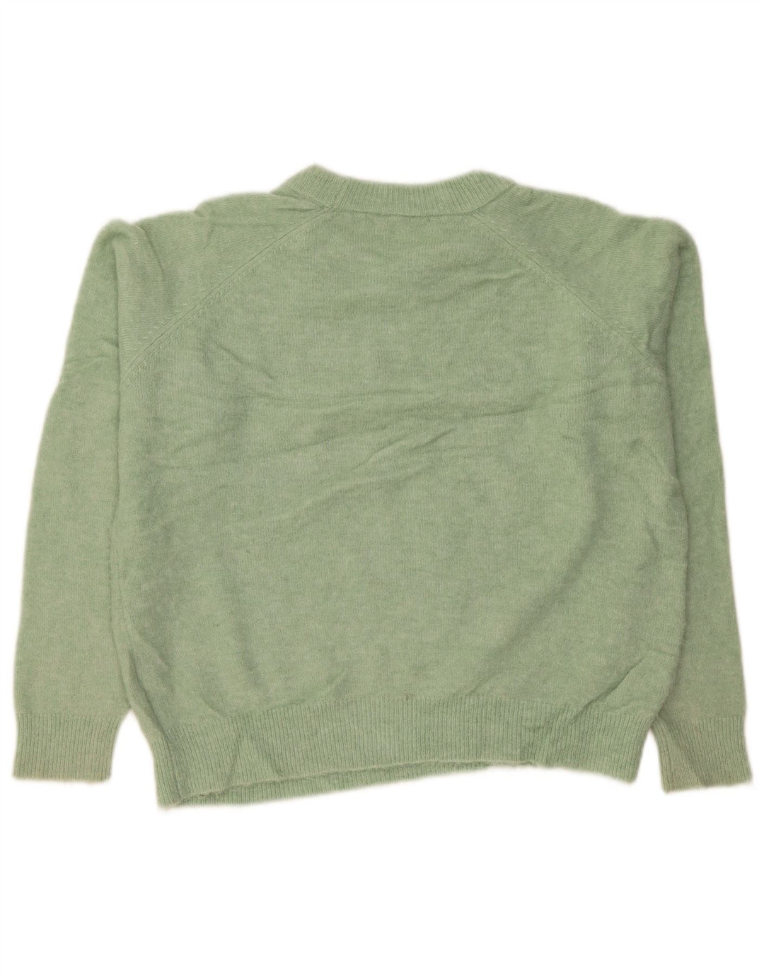 Zara Suéter feminino oversized com gola redonda Reino Unido 14 nylon verde médio