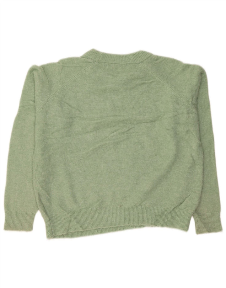 Zara Suéter feminino oversized com gola redonda Reino Unido 14 nylon verde médio