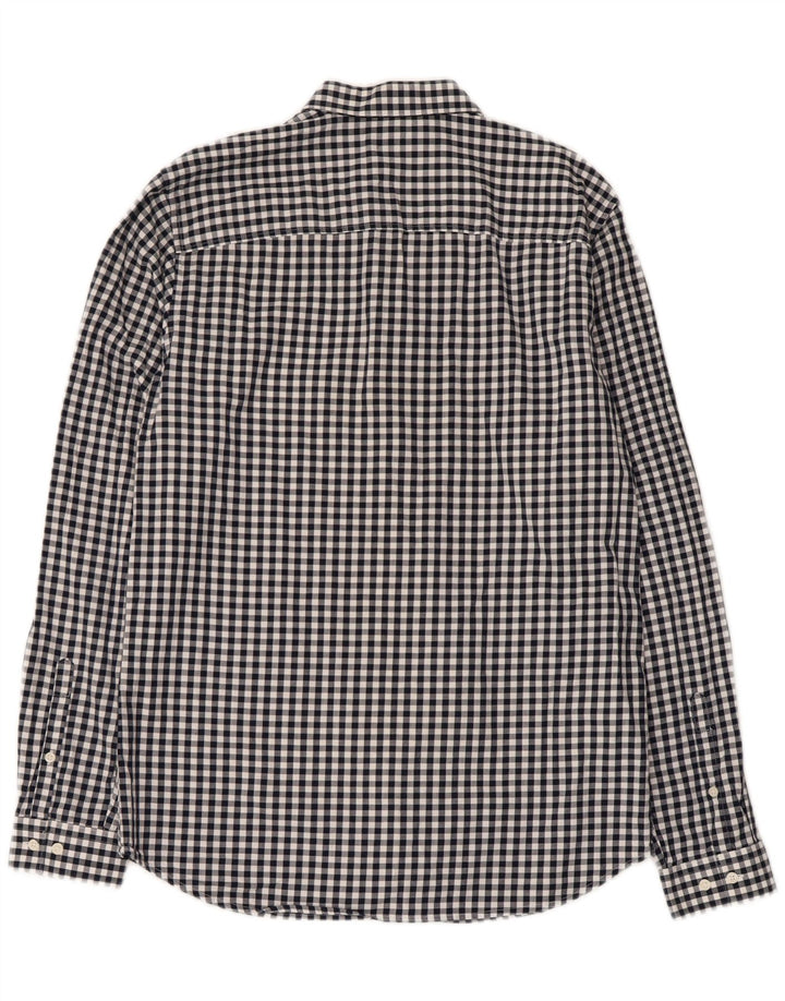 Camisa masculina Jack & Jones média azul marinho algodão guingão