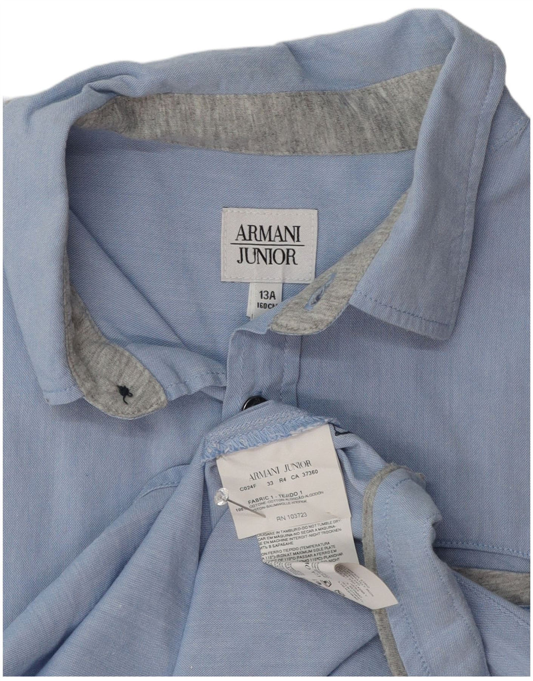 Camisa Armani Junior Menino Manga Curta 12-13 Anos Azul Algodão
