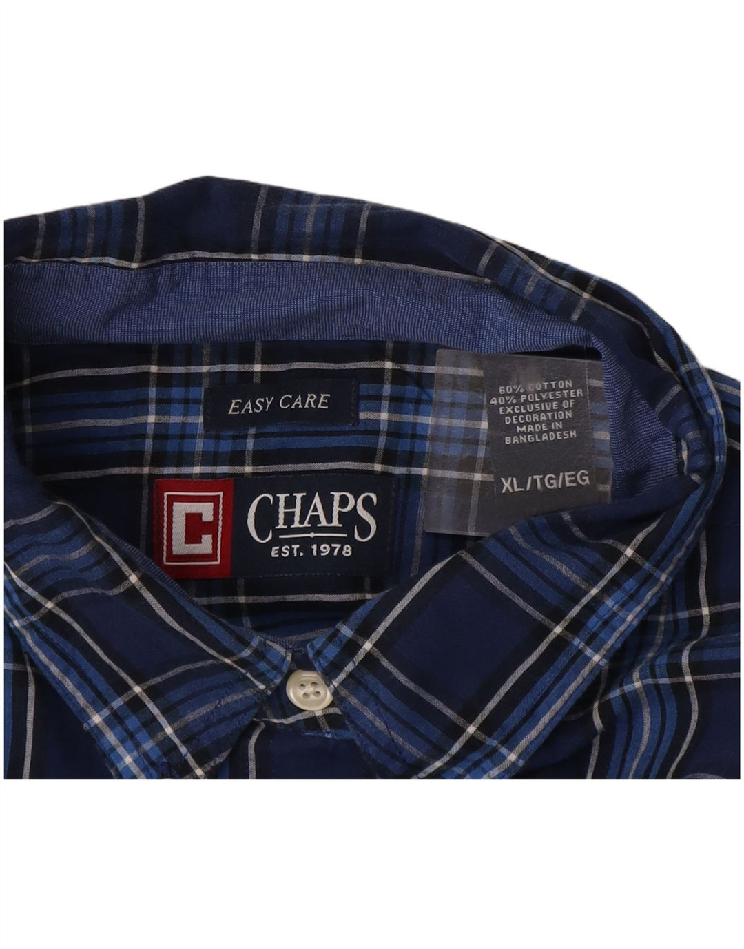 Camisa masculina Chaps Easy Care XL azul marinho xadrez algodão