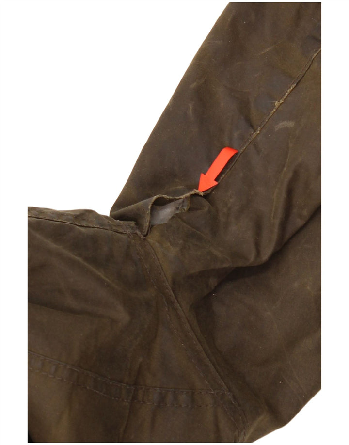 Jaqueta feminina de algodão encerado com capuz Barbour Reino Unido 12 algodão cáqui médio