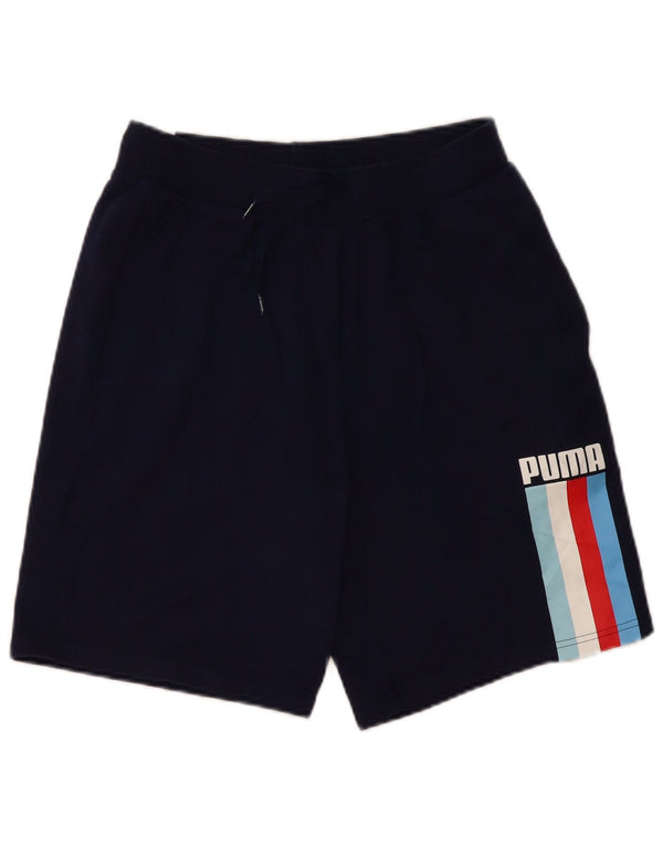 Shorts esportivos gráficos masculinos PUMA médio algodão azul marinho