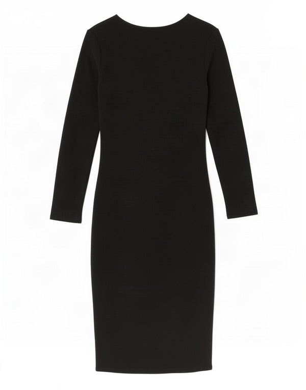 Vestido bodycon feminino de manga comprida Zara Reino Unido 14 grande poliéster preto