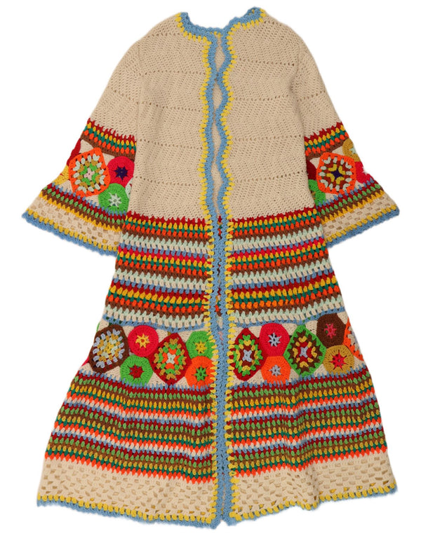 Suéter Cardigan Longline Feminino Vintage UK 12 Médio Multicolorido