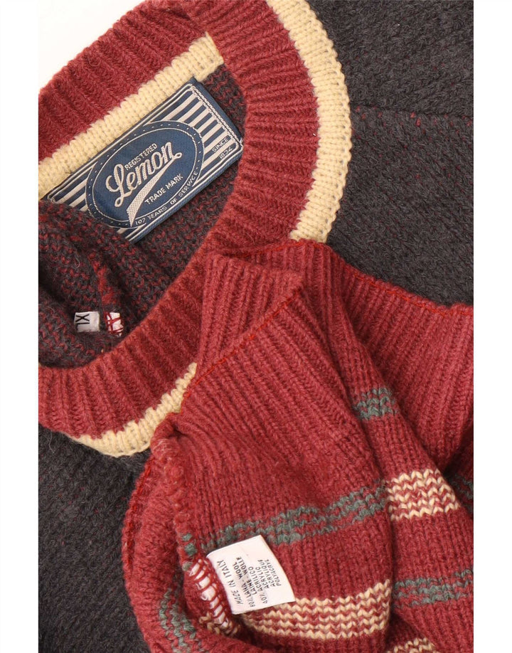 Suéter masculino Lemon com gola redonda XL multicolorido de lã Fair Isle