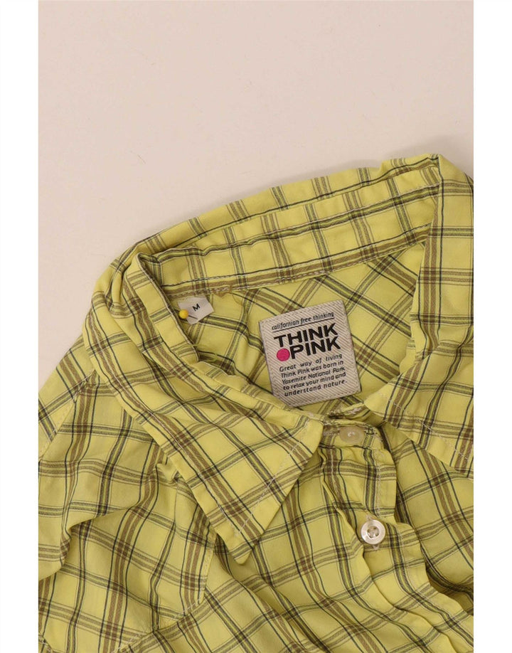Camisa feminina Think Pink UK 14 xadrez amarelo médio