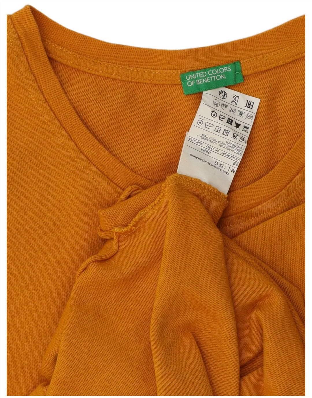Túnica feminina Benetton UK 14 algodão amarelo médio