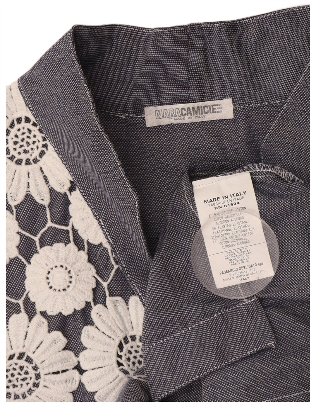 Blusa feminina Naracamicie Reino Unido 12 algodão floral azul marinho médio