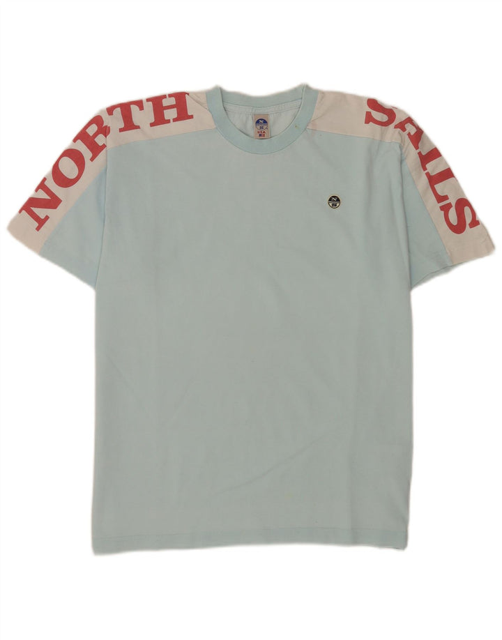 Camiseta gráfica masculina North Sails Top médio azul colorblock algodão