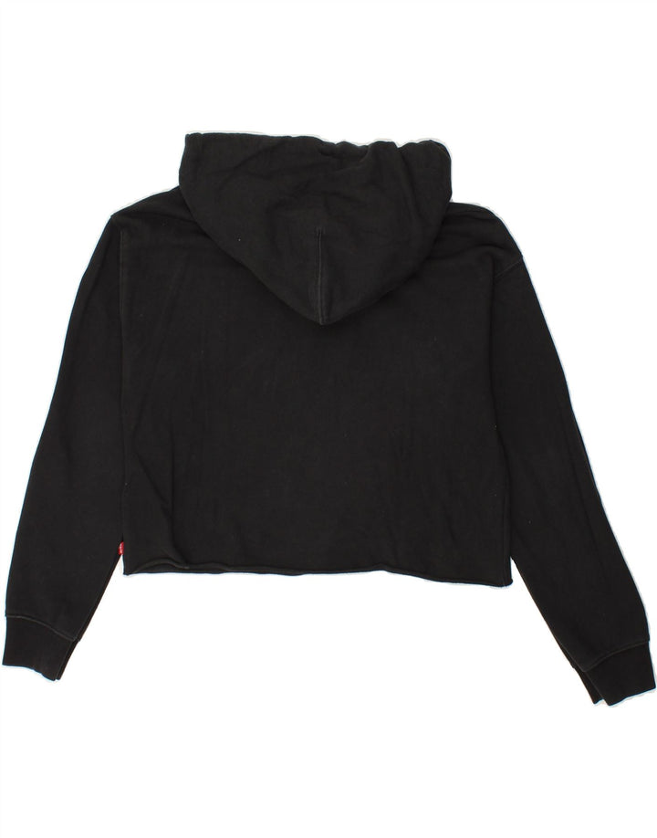 LEVI'S Womens Crop Hoodie Jumper UK 6 XS Black Cotton Vintage Levi's and Second-Hand Levi's from Messina Hembry 