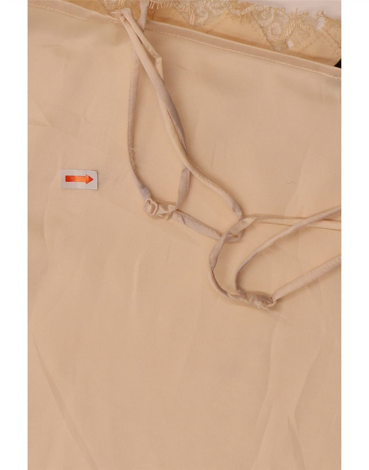Top Cami feminino Benetton UK 12 poliéster bege médio