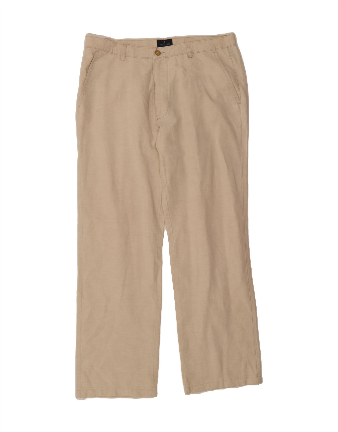 TRUSSARDI Mens Straight Chino Trousers W38 L32 Beige Cotton Vintage Trussardi and Second-Hand Trussardi from Messina Hembry 