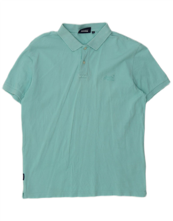 Camisa polo masculina Superdry algodão azul médio
