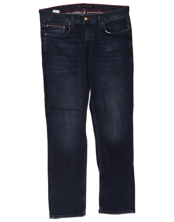 Tommy Hilfiger Masculino Denton Straight Jeans W34 L30 Azul Marinho Algodão