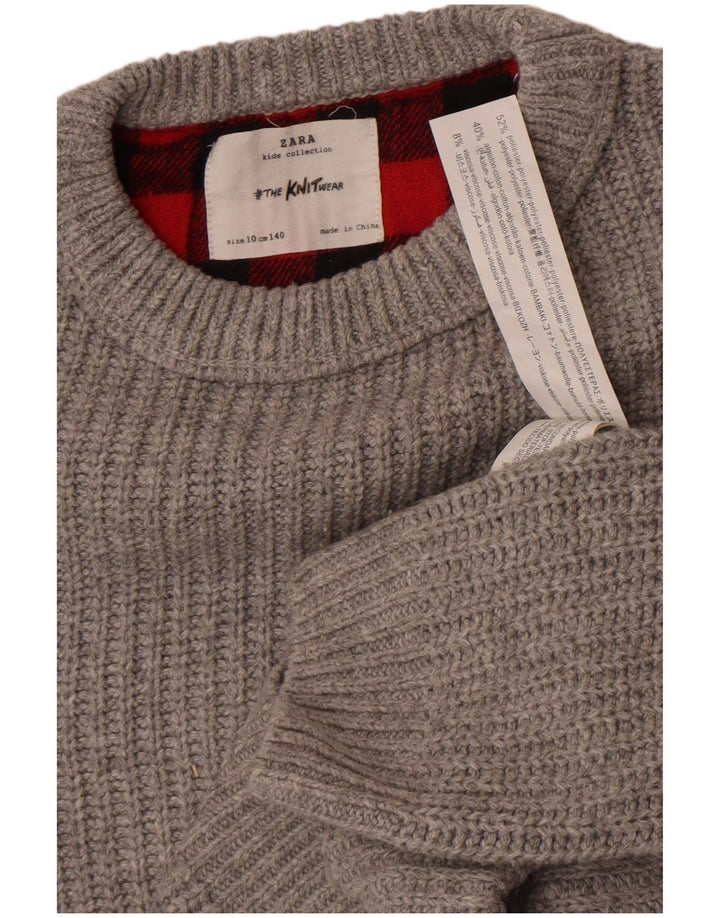 Suéter Zara Boys com gola canoa 9-10 anos cinza poliéster