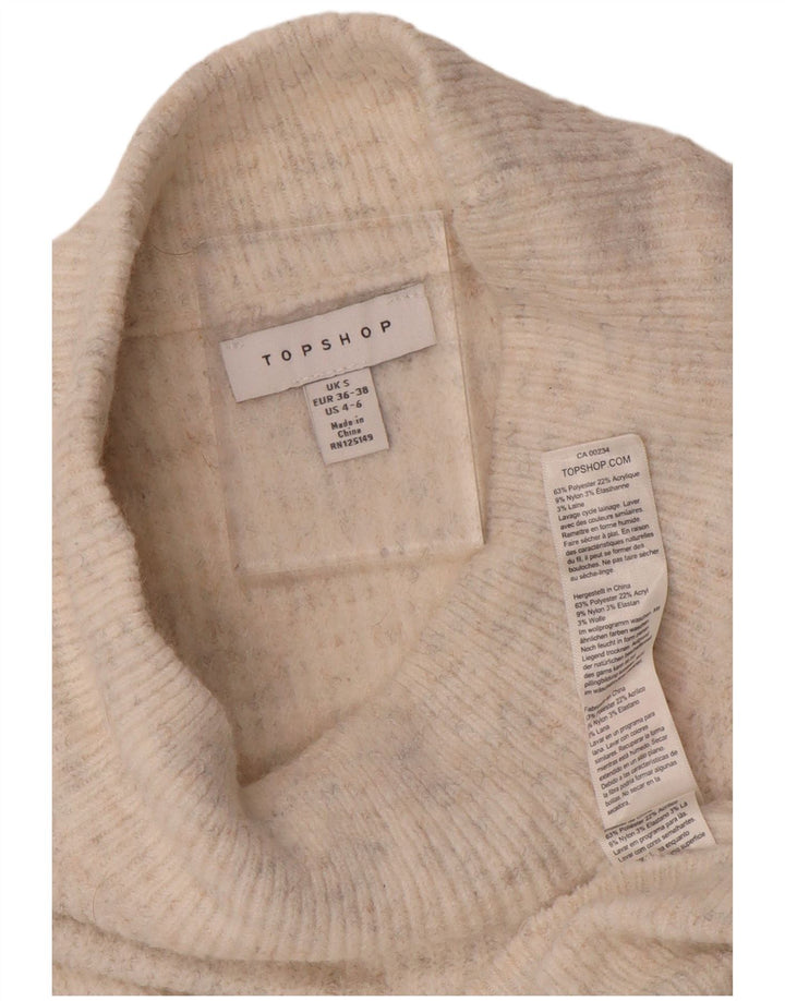 Vestido jumper feminino Topshop UK 10 pequeno poliéster branco