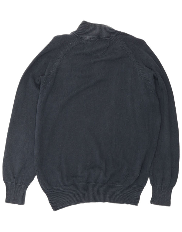 Suéter masculino Slam com zíper e gola XL em algodão azul marinho